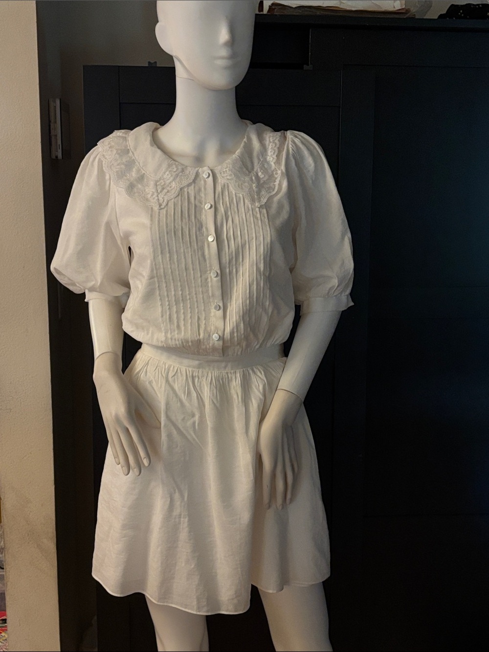 NWT Reformation Kairos White Lace-Collar Puff Sleeve Mini Dress